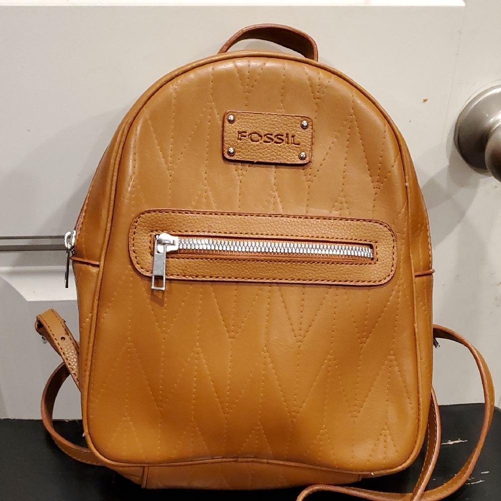 Fossil Brown Quilted Leather Women's Backpack